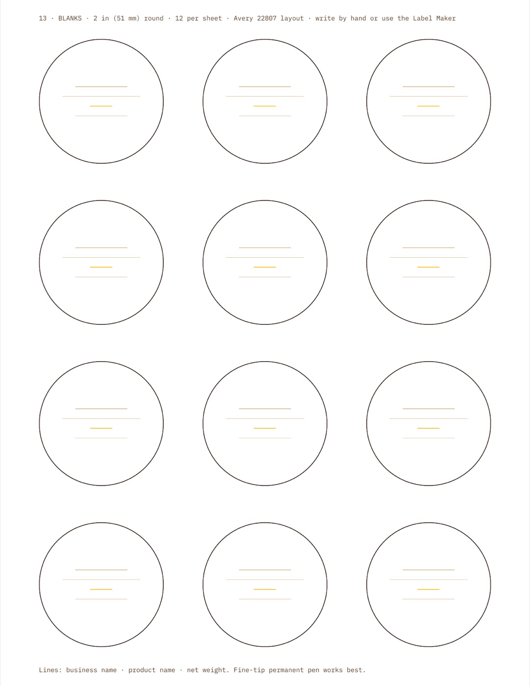 Blank round labels