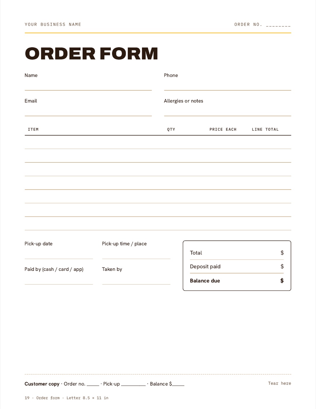 Order form