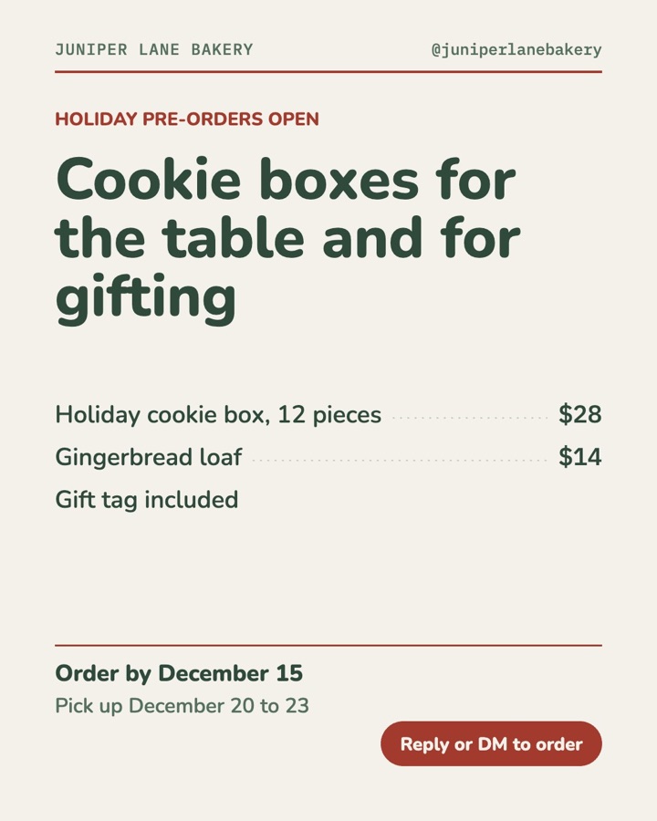 Holiday pre-orders post in the Friendly style